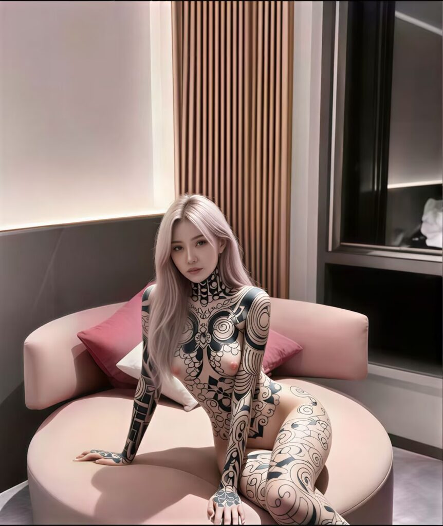 满背纹身沙发女孩全套44张大尺度完整版ai美图刷爆抖音