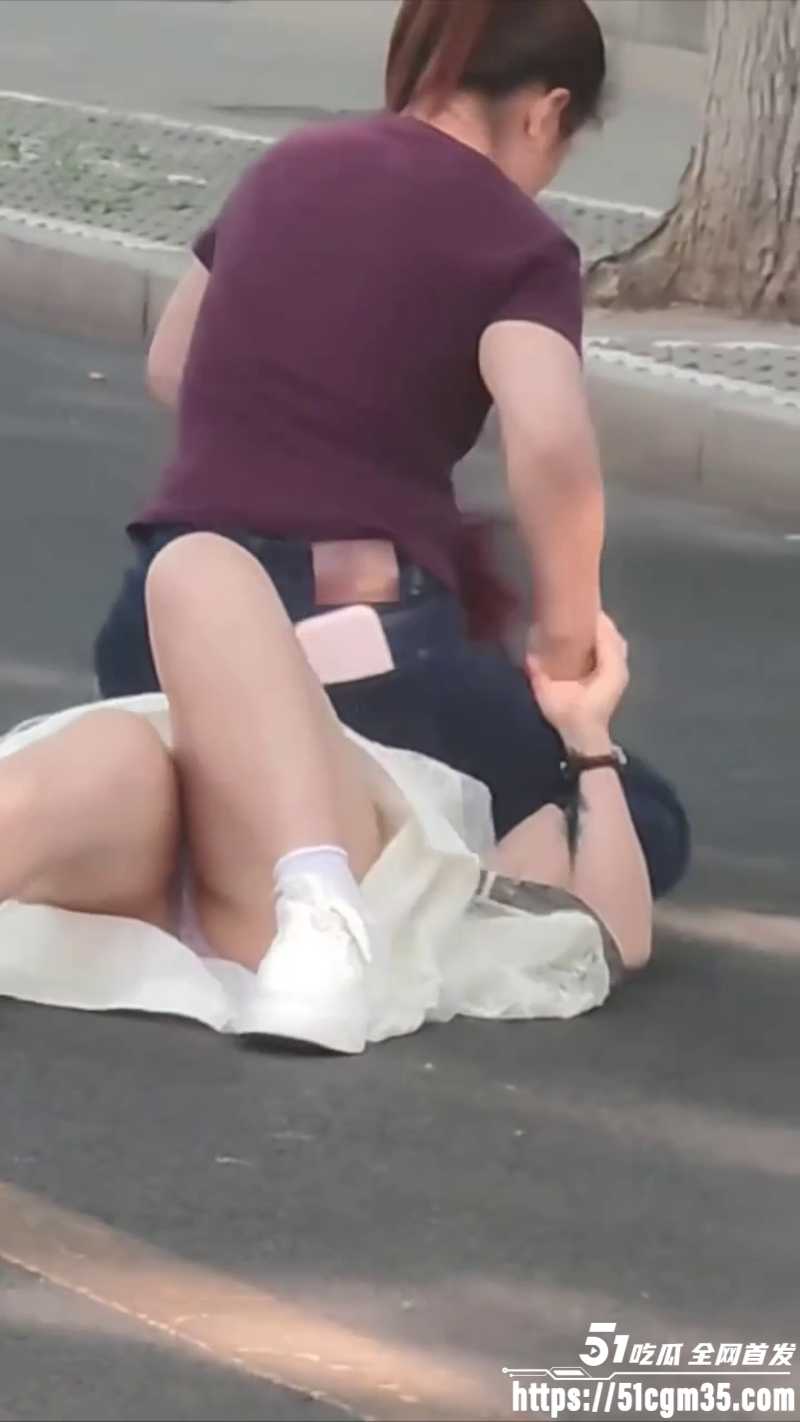 紫衣大妈街头暴揍白裙美女3 紫衣大妈街头暴揍白裙美女3
