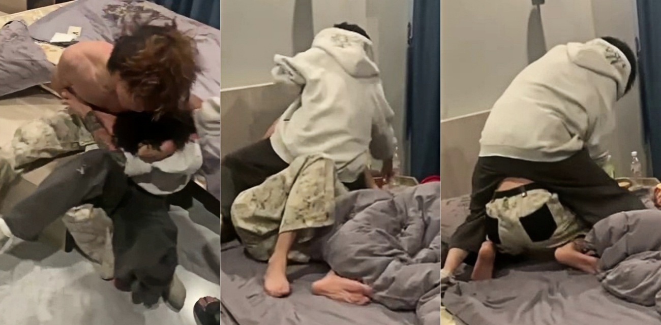 捉奸名场面流出！小骚货背着男友床上偷情被逮个正着 奸夫淫妇被狠狠真实