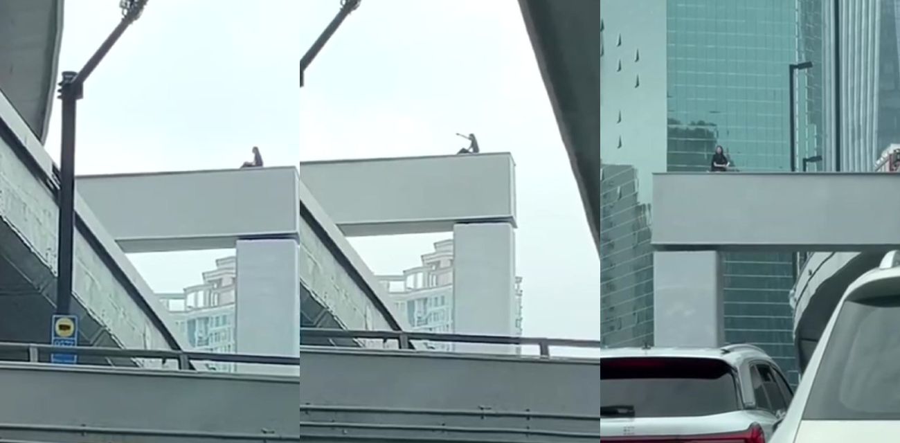 广州中山一立交黑衣女子攀爬护栏欲跳桥 导致大面积交通拥堵完整吃瓜回顾