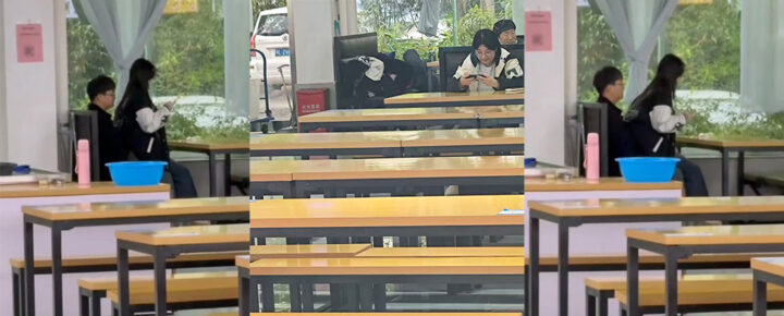 郑州经贸学院知心苑餐厅在校生情侣食堂上演活春宫