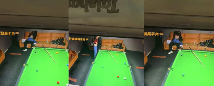 运动高手秀私人台球室情侣上演限制级动作片台球小妹还是太超模了