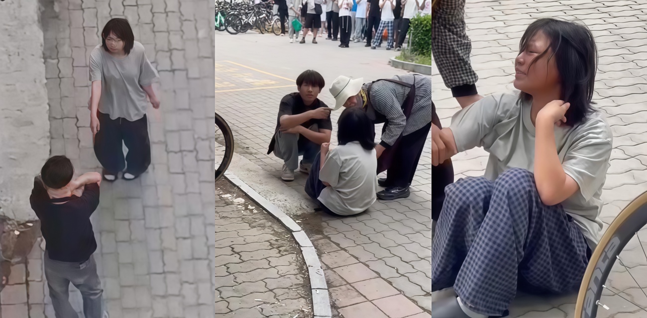 反差学妹怀孕闹剧 宿舍门口要求男友跪下道歉 不跪就脱衣服威胁 男生怀疑孩子不是自己的