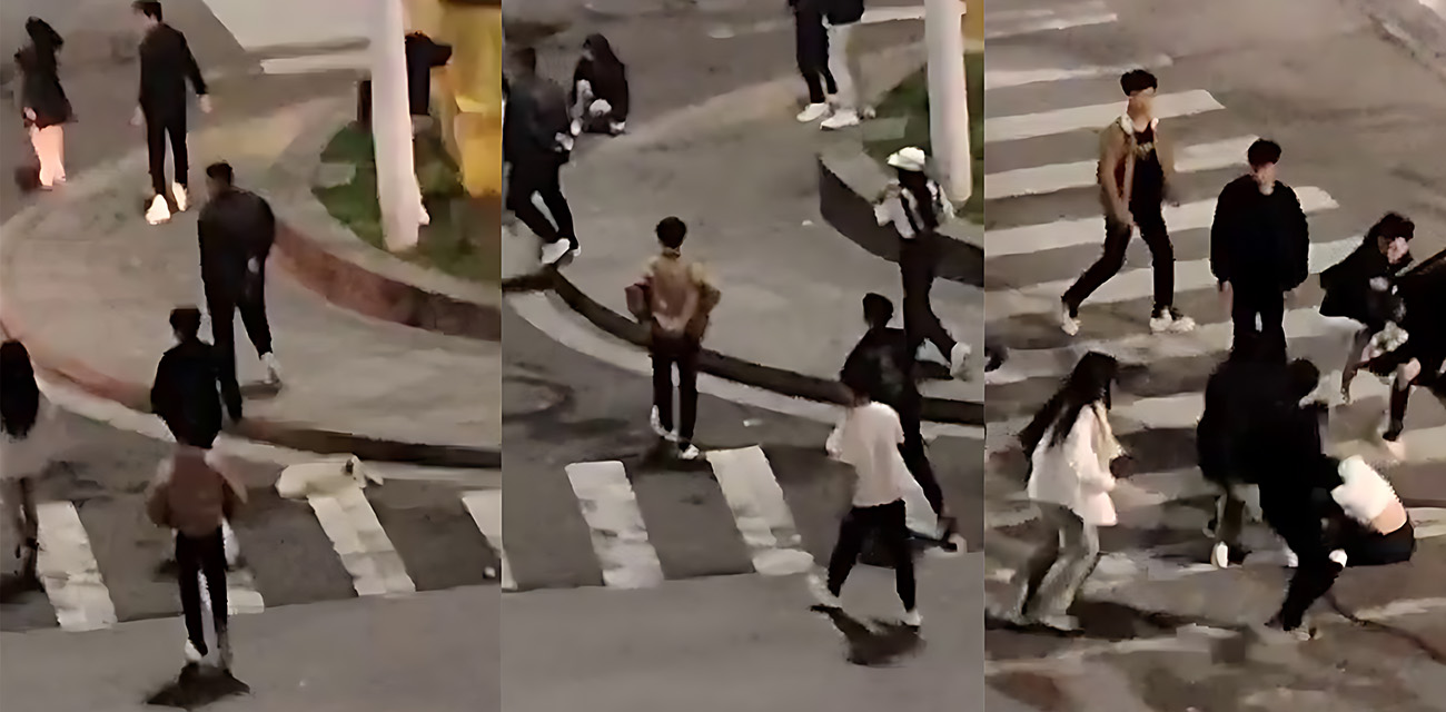 顶级猛汉精神小伙 vs 精神小妹 街头群架暴力实录 拳脚互干场面彻底失控