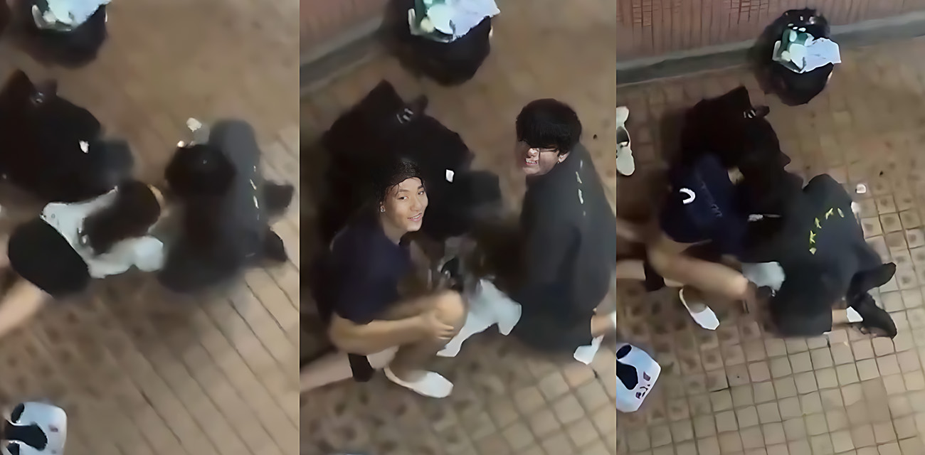 香港屋苑平台3P性爱派对被曝光 这是嗨多了还是游戏惩罚 旁若无人的上演天台淫乱狂欢