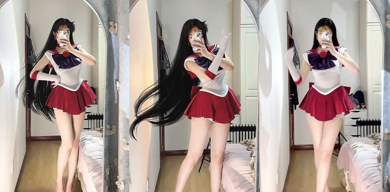 白虎嫩妹 米胡桃 变身美少女战士 玩开裆诱惑 仰躺抬腿被内射满溢