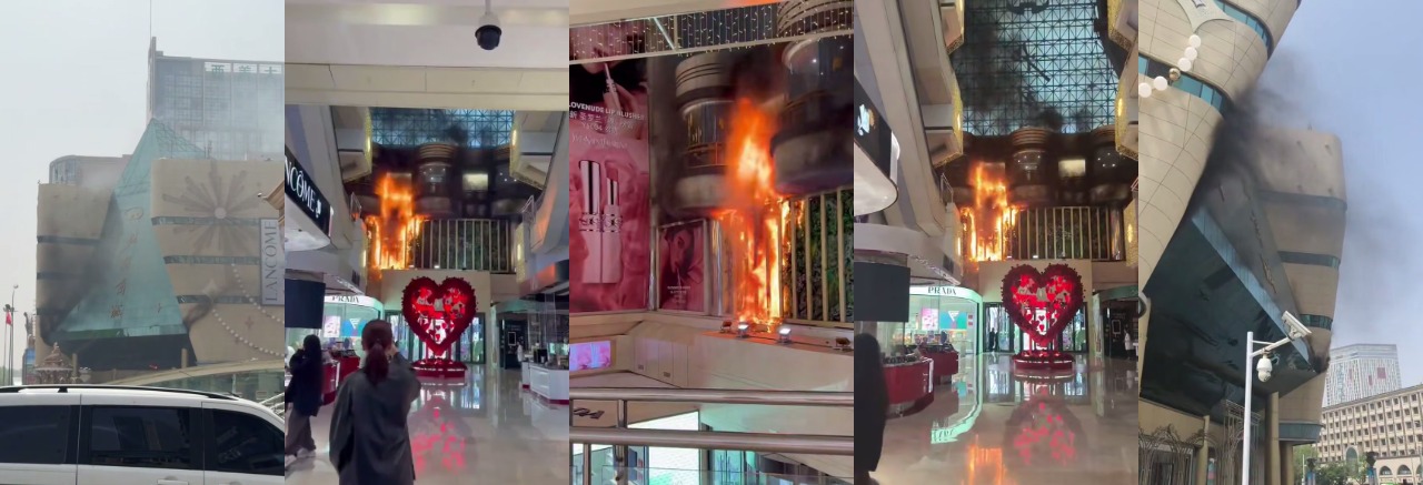 太吓人了！石家庄北国商城突然着火，浓烟滚滚火势凶猛，顾客从二楼电梯下来后只能自己找安全通道逃生，没有任何工作人员引导