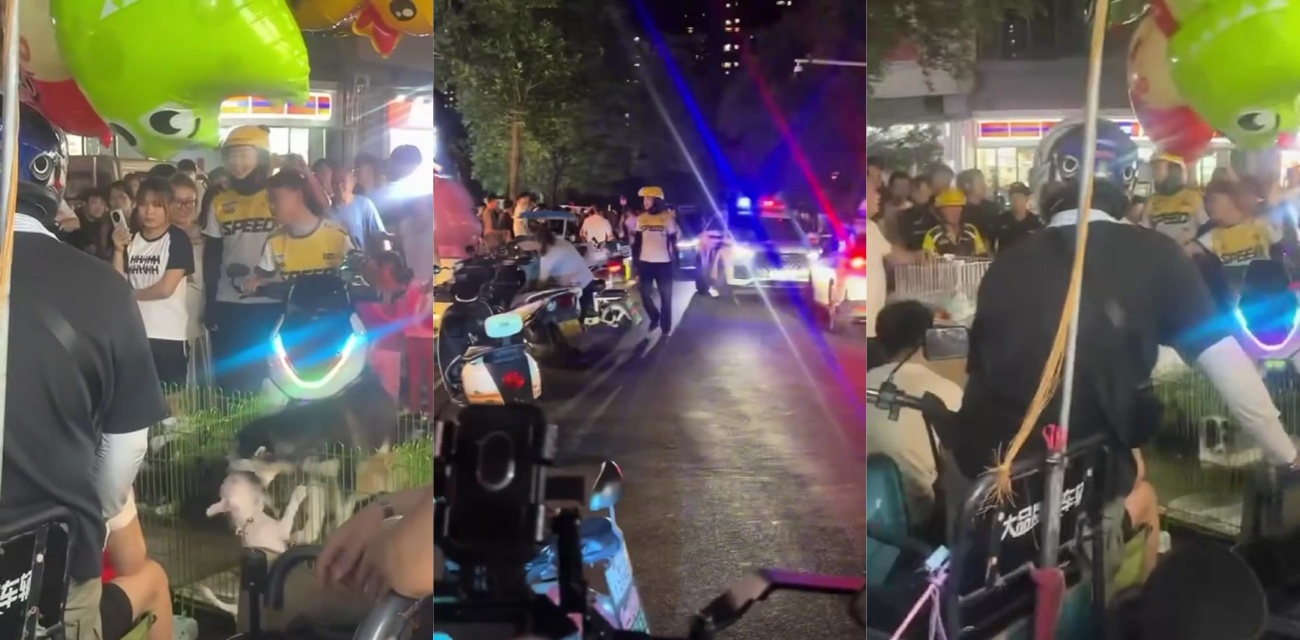 青岛即墨宝龙广场夜市狗贩纠纷 外卖小哥买狗一周暴毙维权放大悲咒 现场围观炸锅