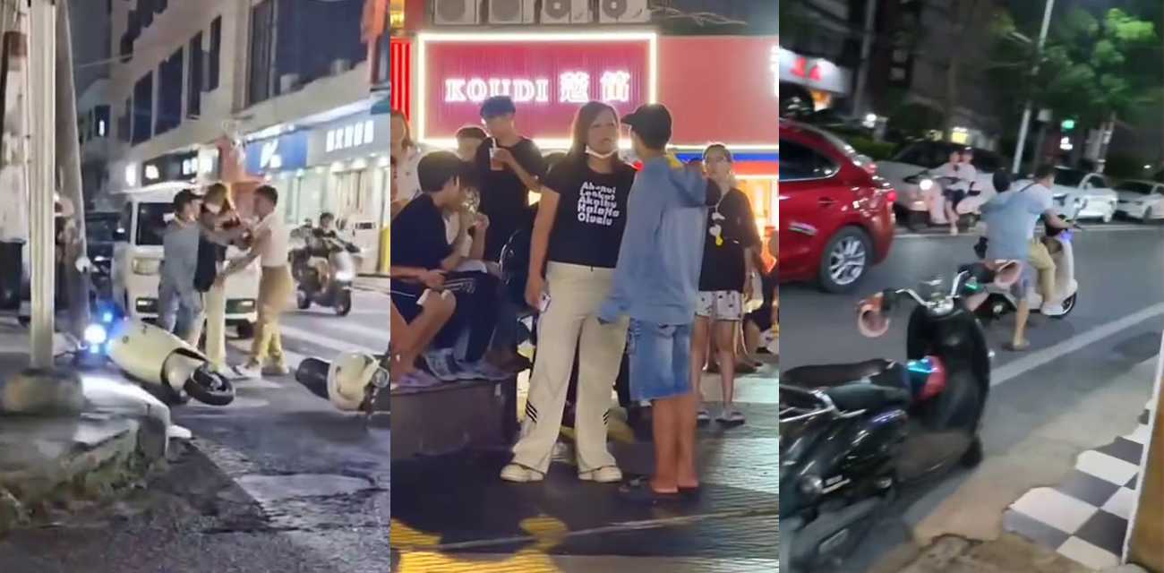 广西北海合浦美人鱼广场情感闹剧 男子偶遇前妻甜蜜逛街醋意大发 当街大打出手！