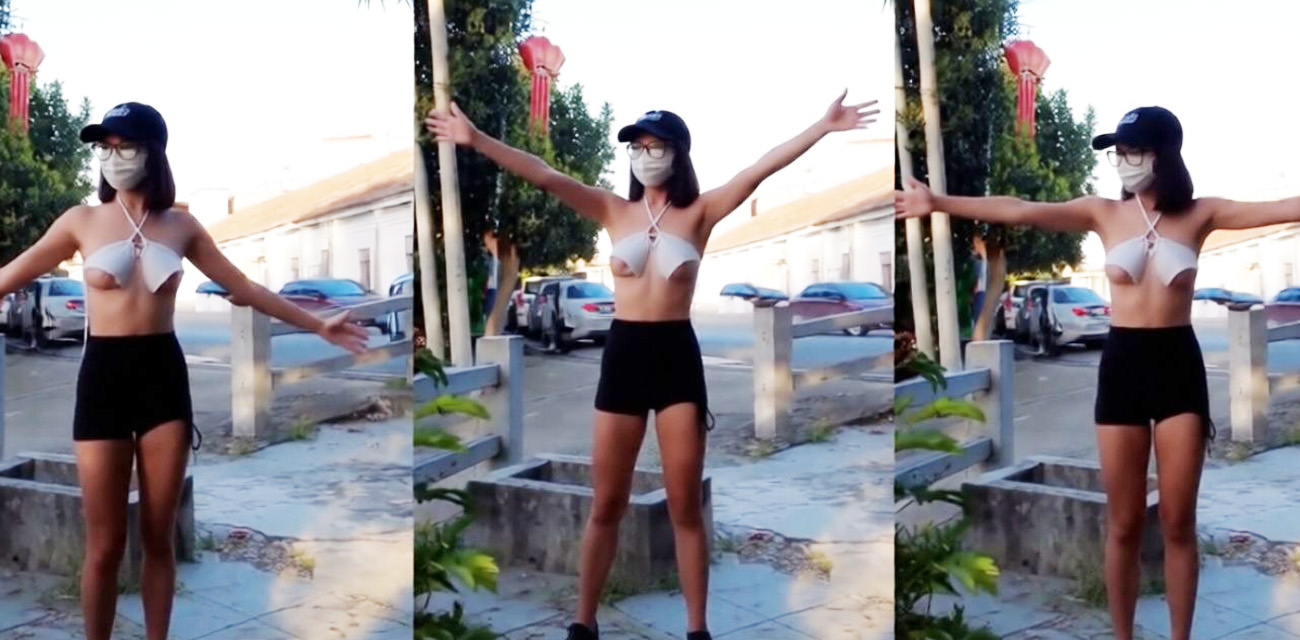 户外露出女神 cikaimoon公园全裸散步 吊带滑落美乳全露 骚乳颤动淫荡诱惑！