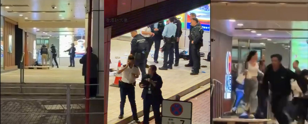 香港屯门突发暴力事件一男子手持刀具挟持人质